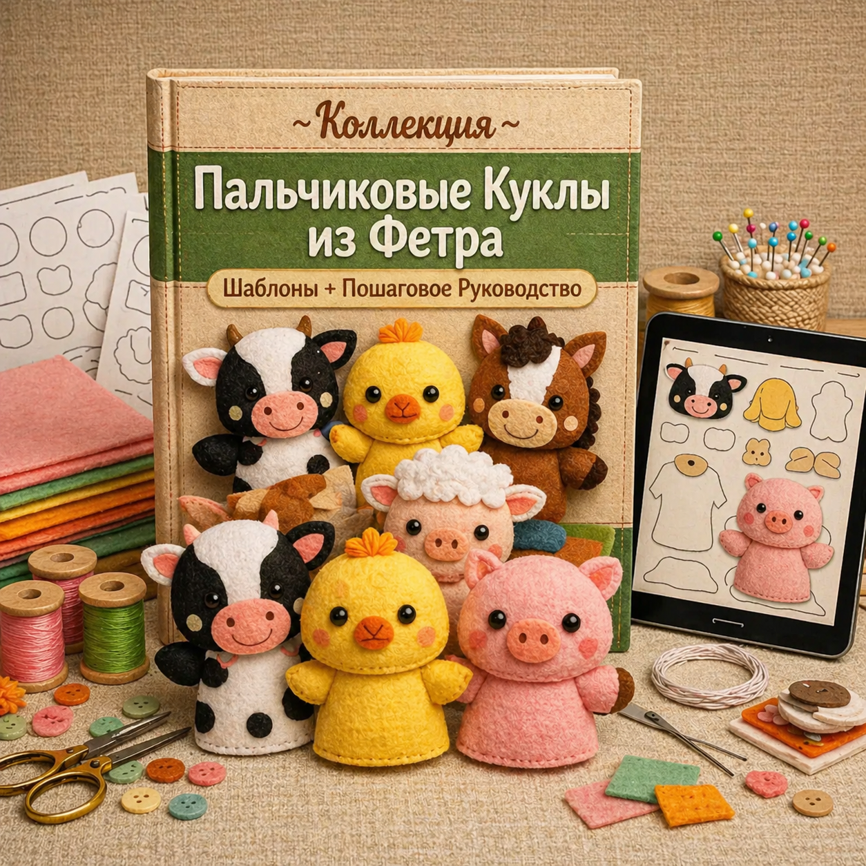 Vantaggiosa collezione di marionette in feltro